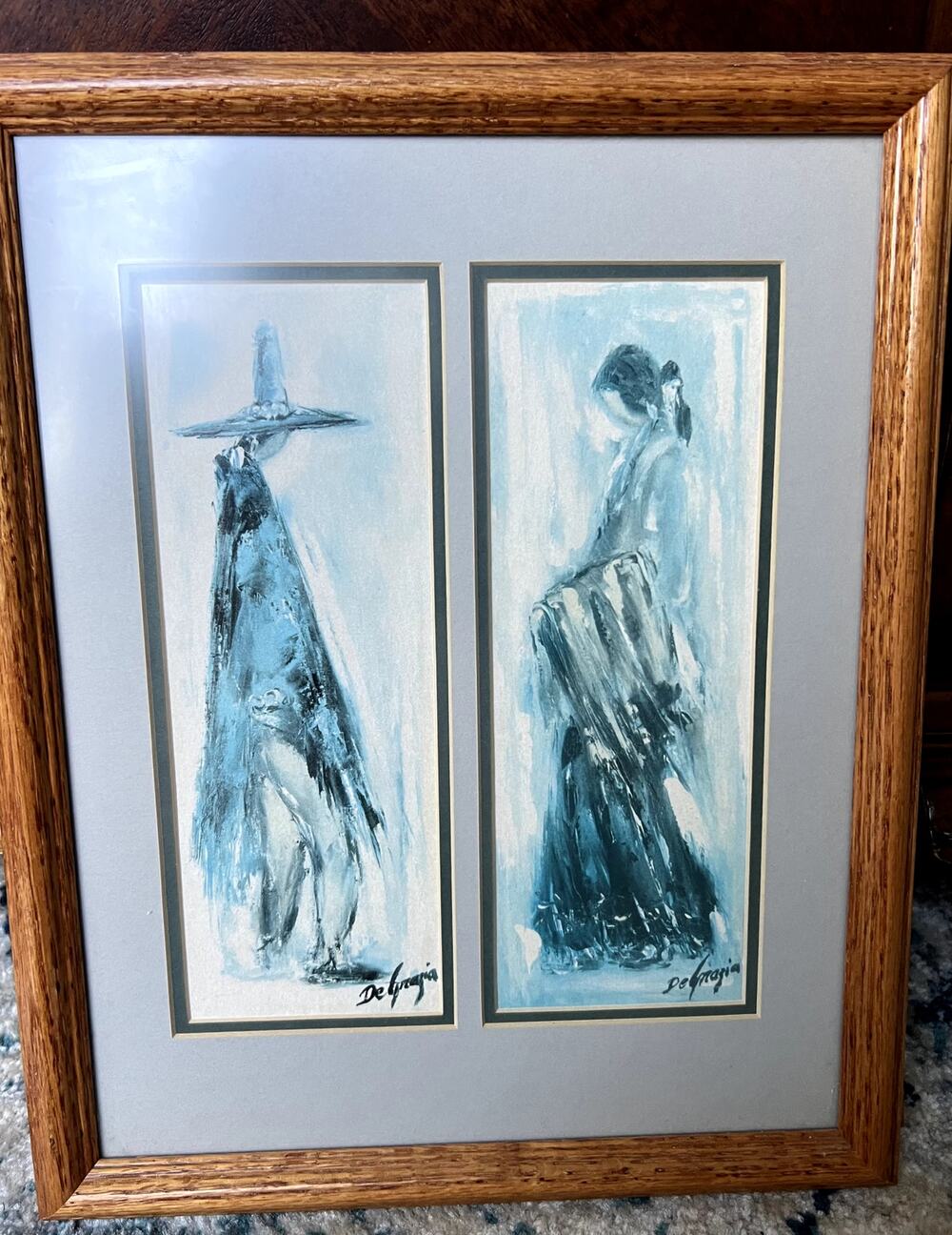 Ted DeGrazia Navajo Bride and Navajo Groom Southwestern mid century folk art